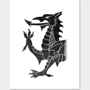 Welsh Dragon Black Posters and Art